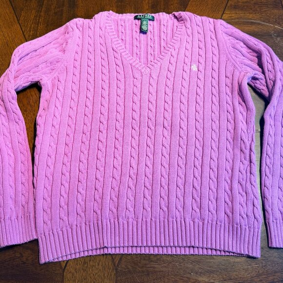 RALPH LAUREN WOMENS LARGE CABLE KNIT SWEATER - Picture 1 of 8